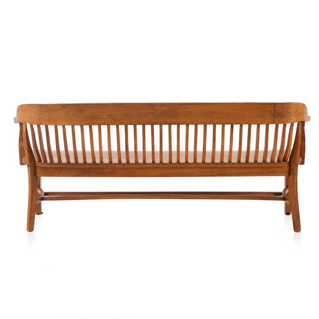 Long Walnut Spindle Back Bench