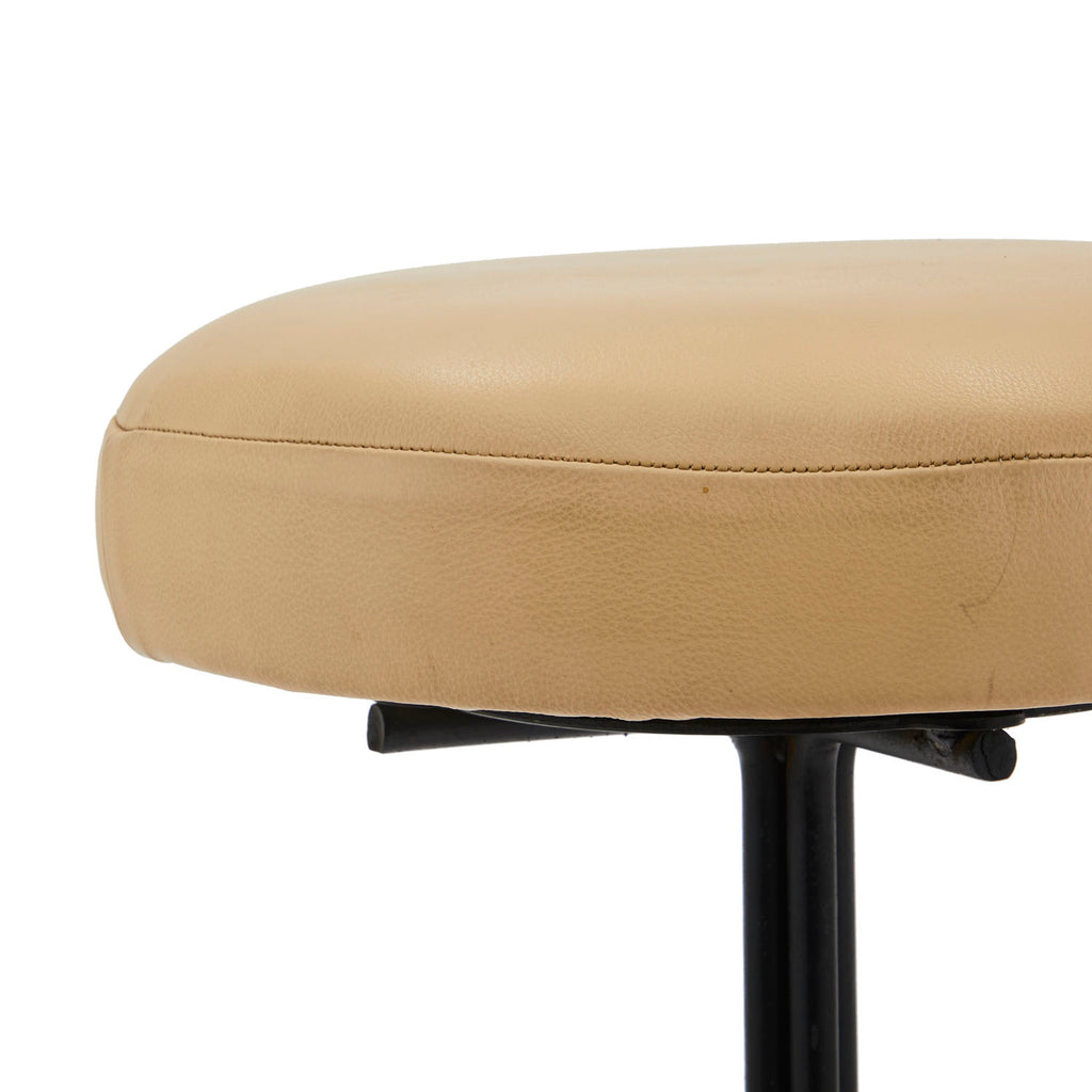 Cream and Black Metal Bar Stool