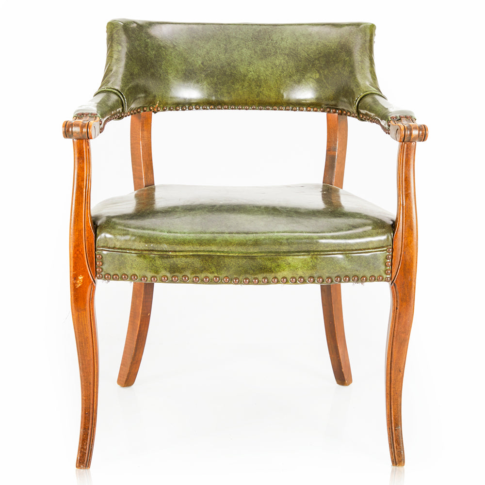 Green & Wood Mid Century Vinyl Arm Chair