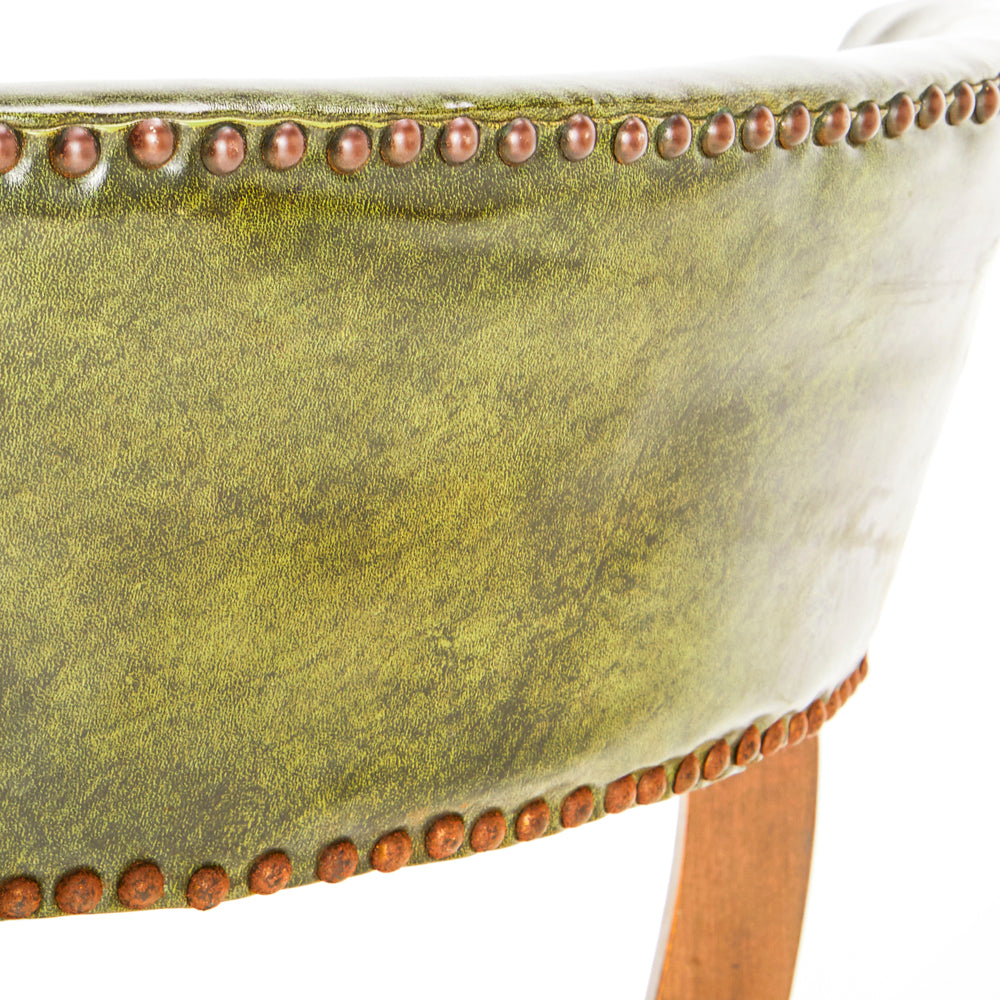 Green & Wood Mid Century Vinyl Arm Chair
