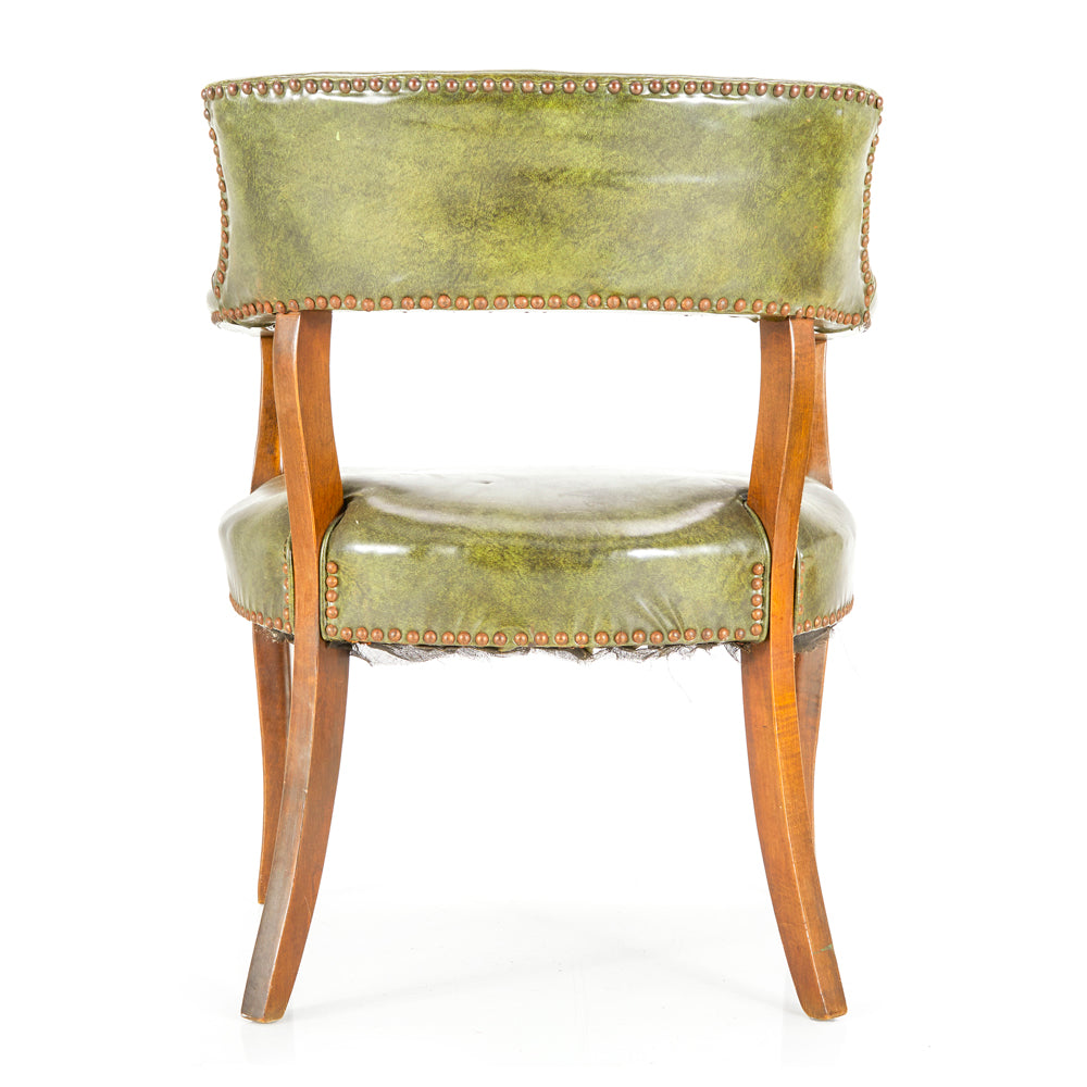 Green & Wood Mid Century Vinyl Arm Chair