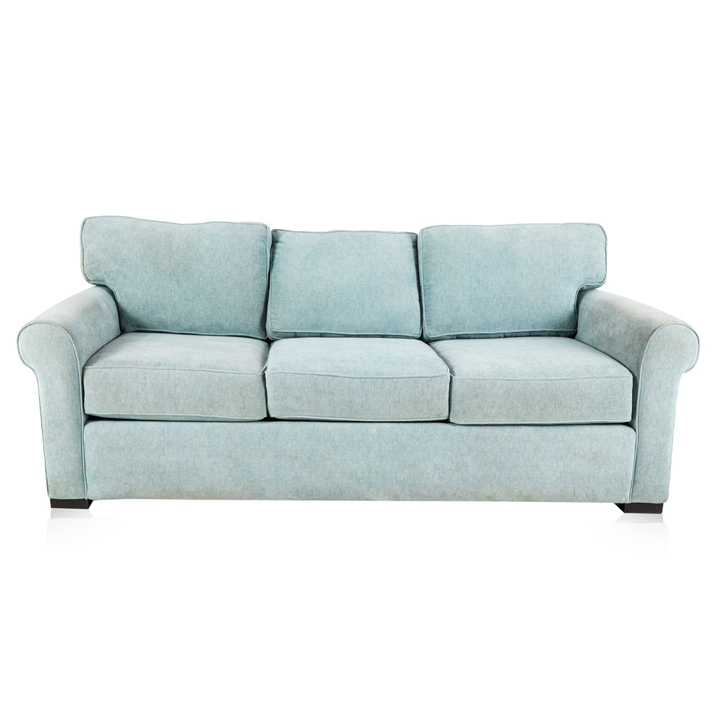 Light Blue Overstuffed Sofa