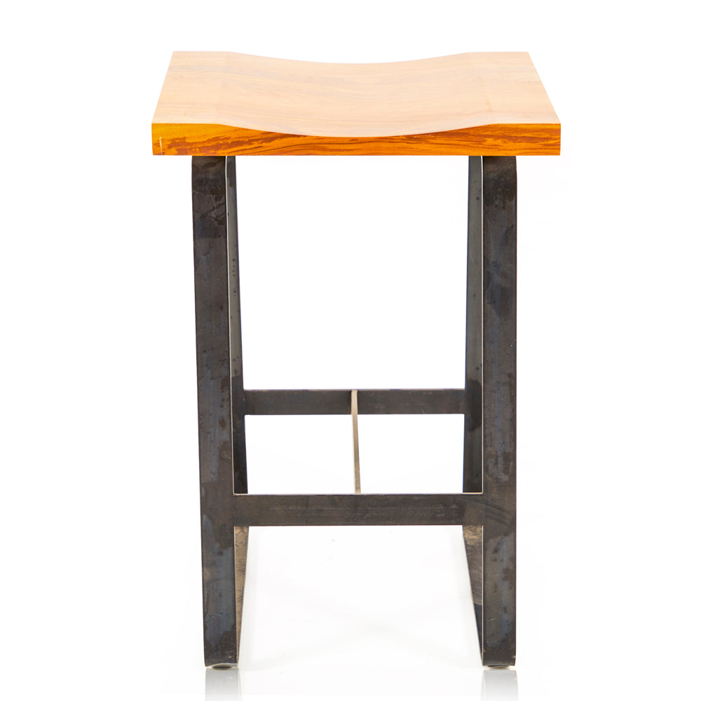 Wood and Iron Stool - Short