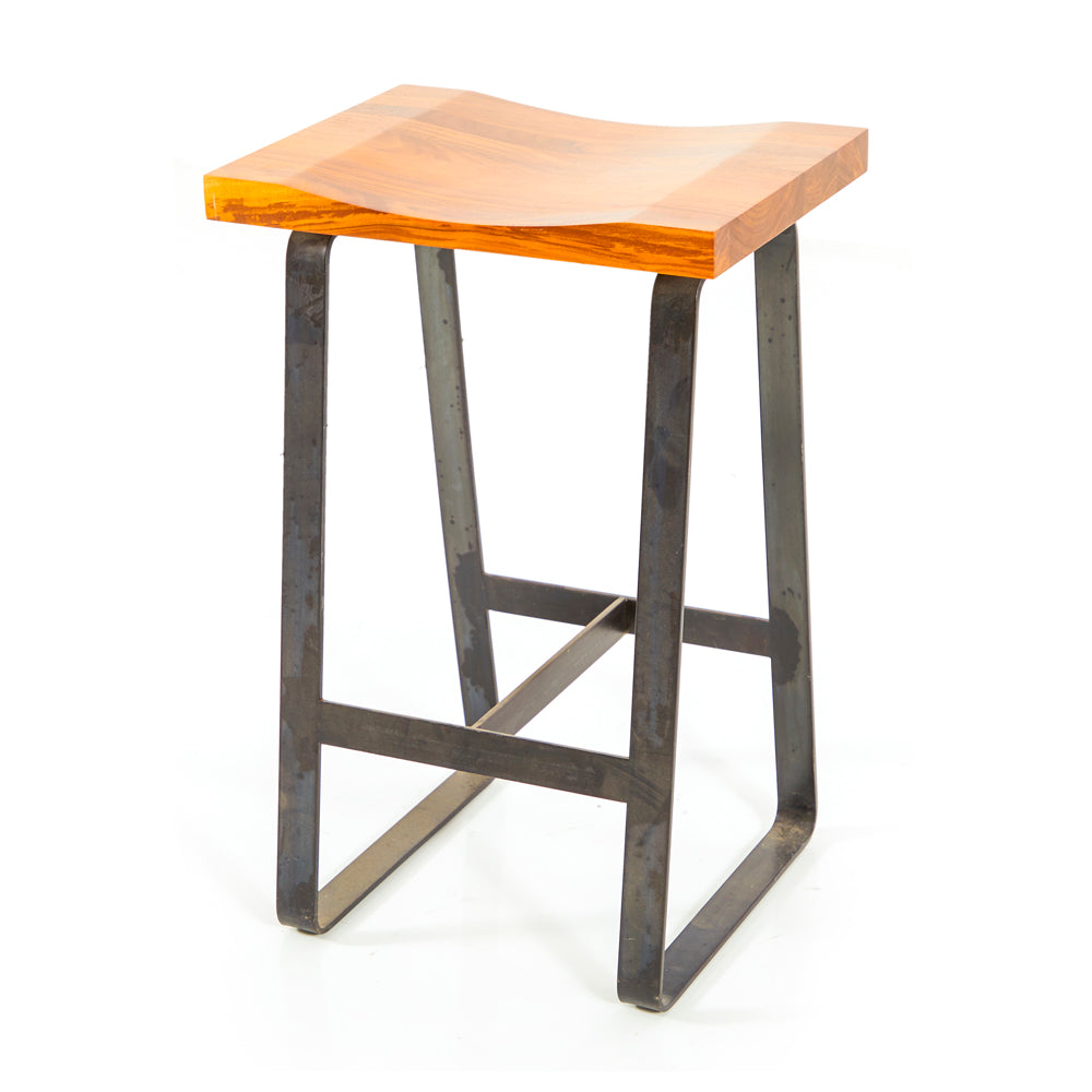 Wood and Iron Stool - Short
