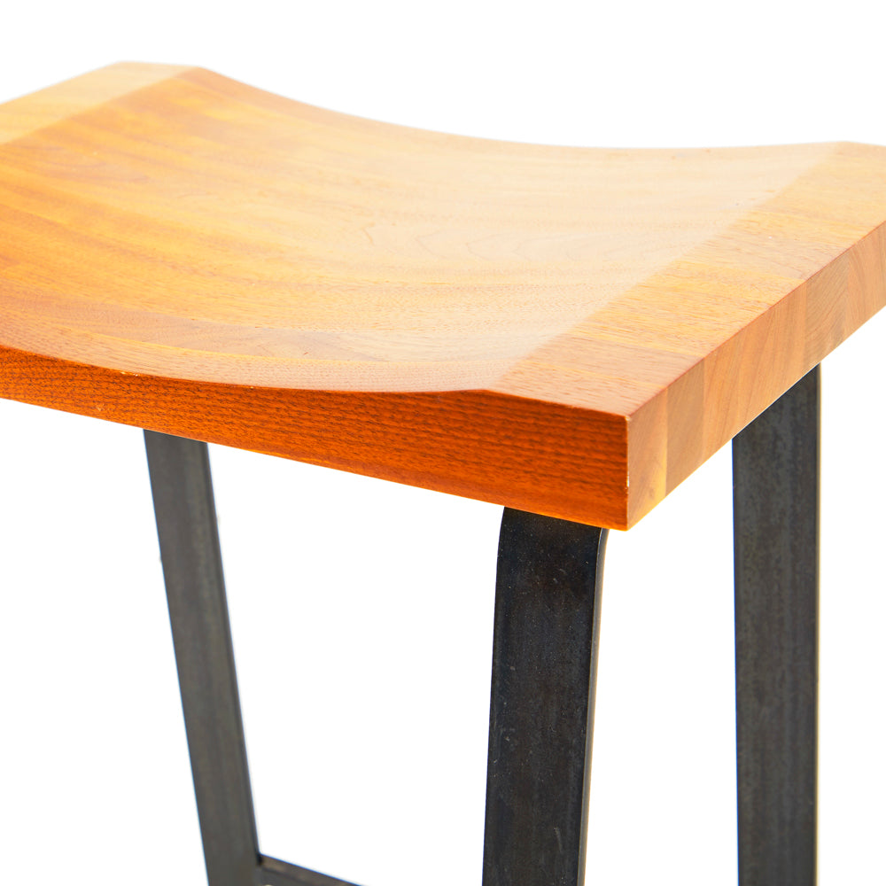 Wood and Iron Stool - Short