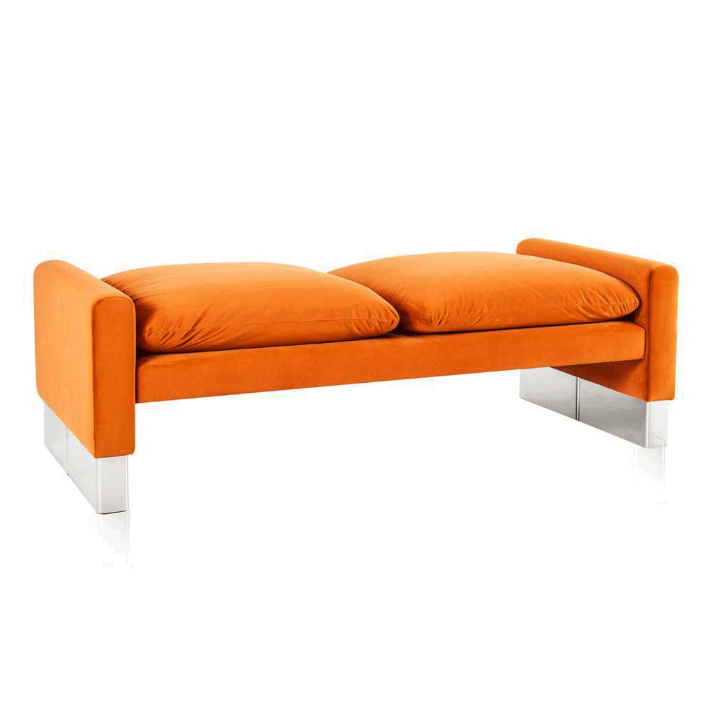 Orange Velvet Day Bench