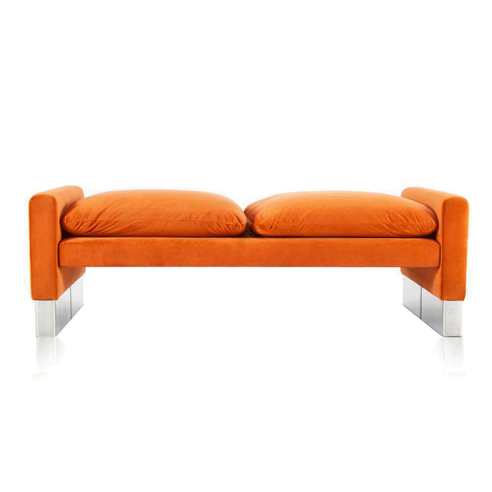 Orange Velvet Day Bench