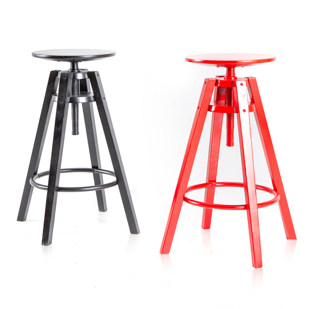 Bright Red Adjustable Metal Work Stool