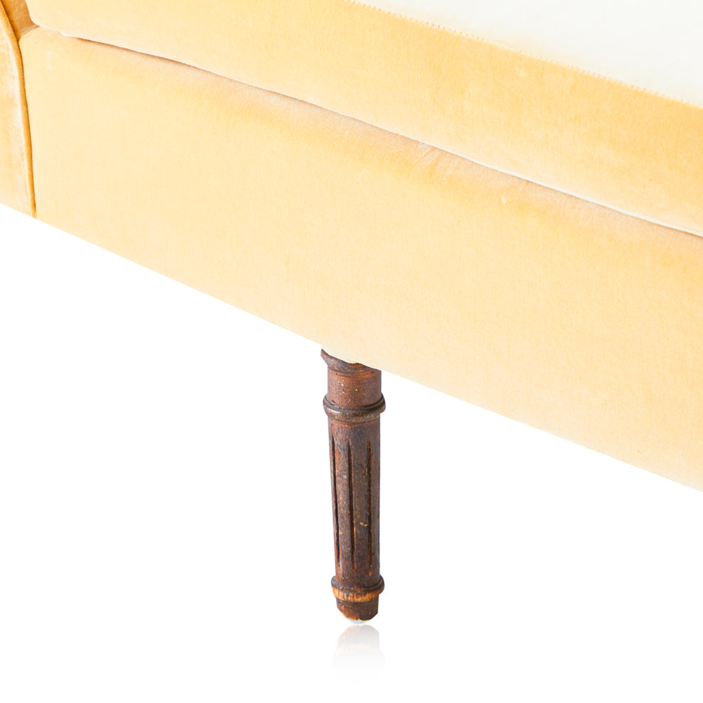 Golden Tan Velvet Clamshell Chaise Lounger