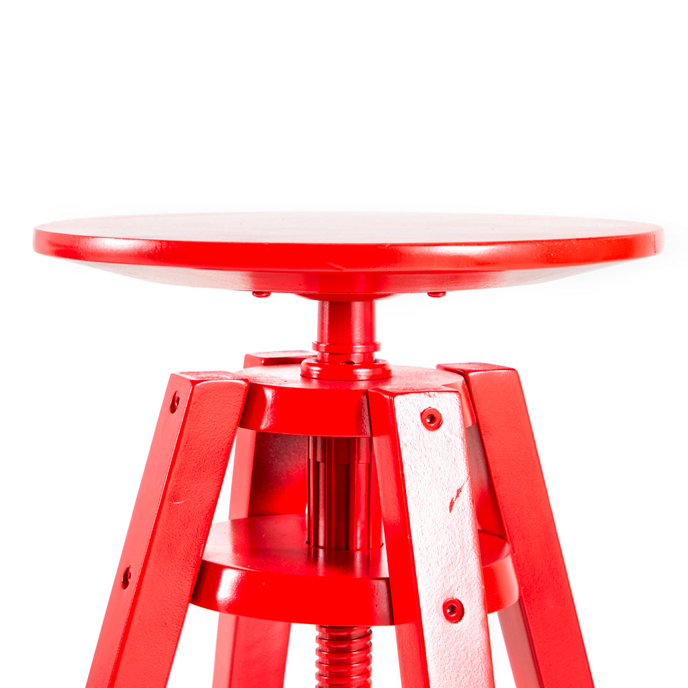 Bright Red Adjustable Metal Work Stool