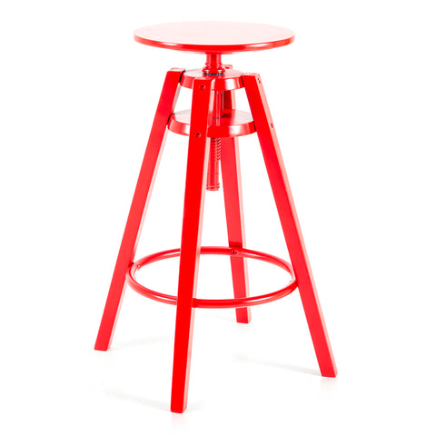 Bright Red Adjustable Metal Work Stool