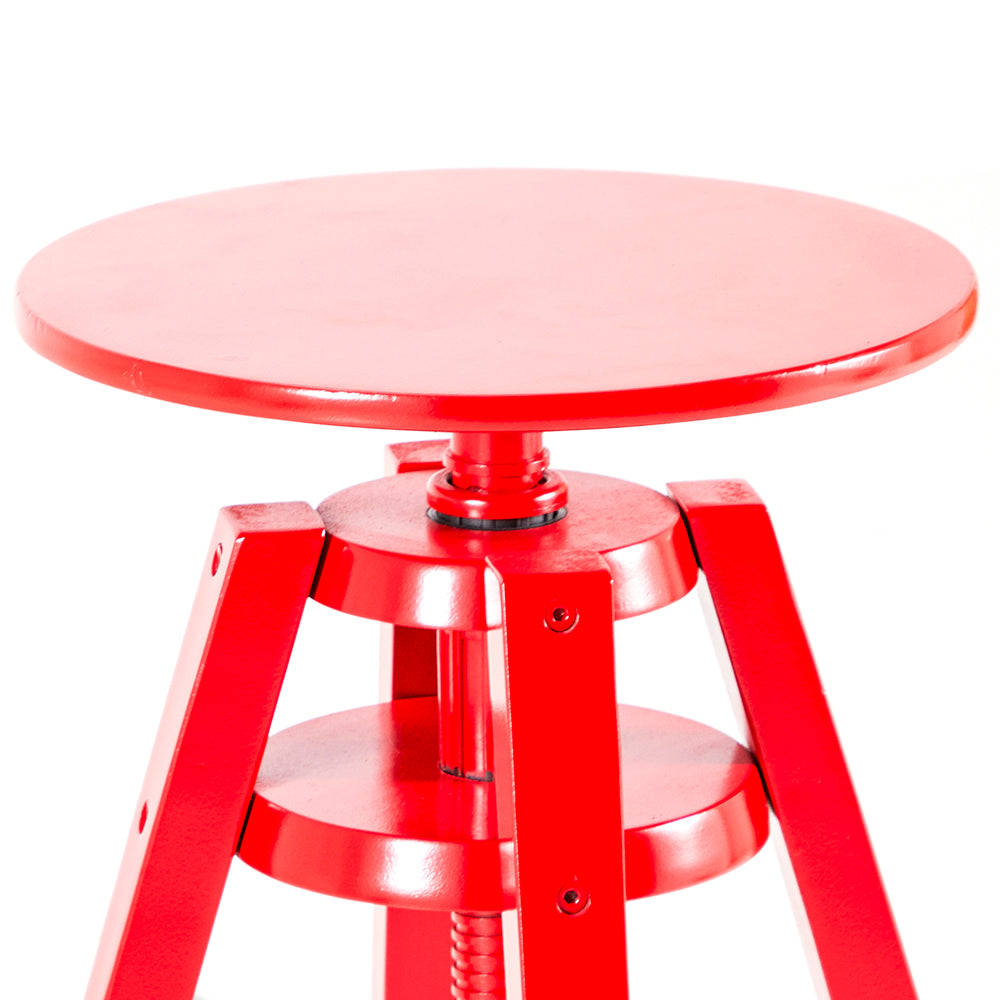 Bright Red Adjustable Metal Work Stool