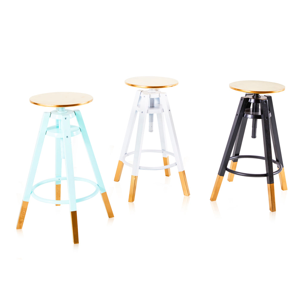 Gold-Dipped Adjustable Work Stool - White