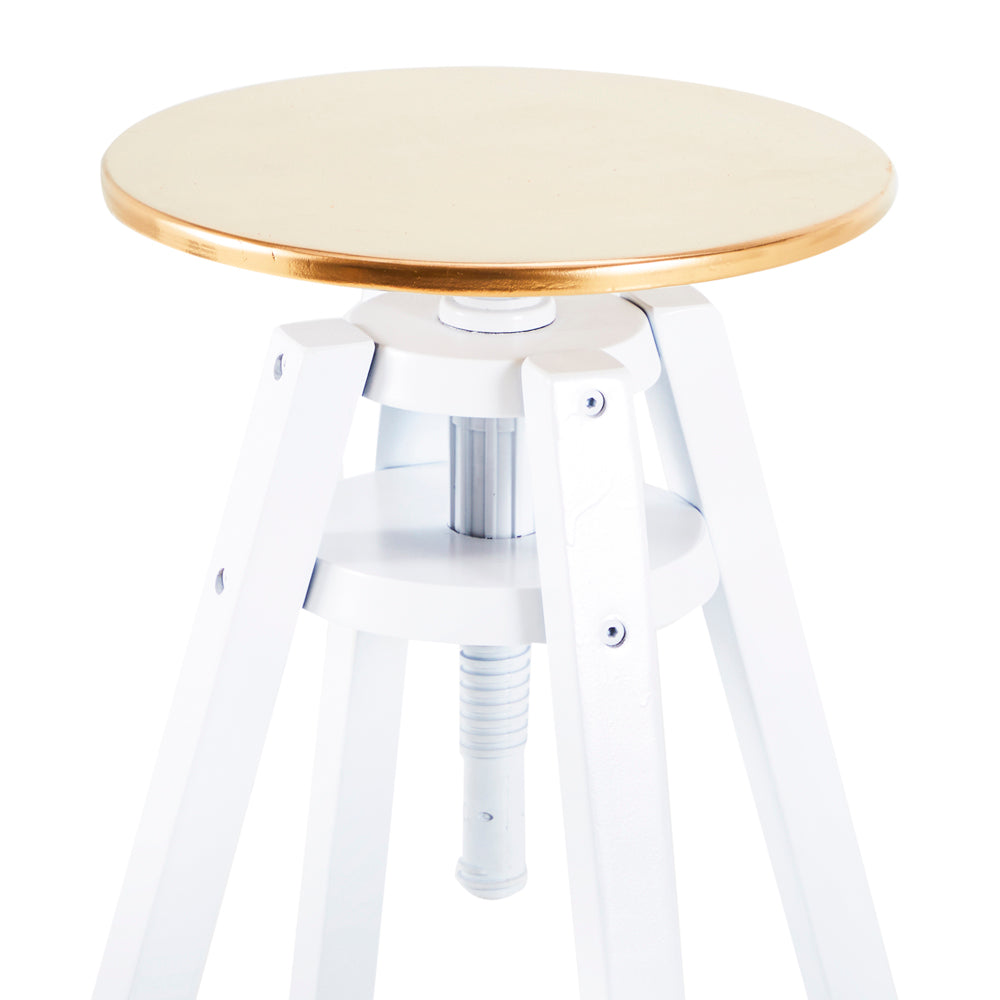 Gold-Dipped Adjustable Work Stool - White