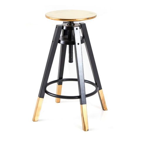 Gold-Dipped Adjustable Work Stool - Black