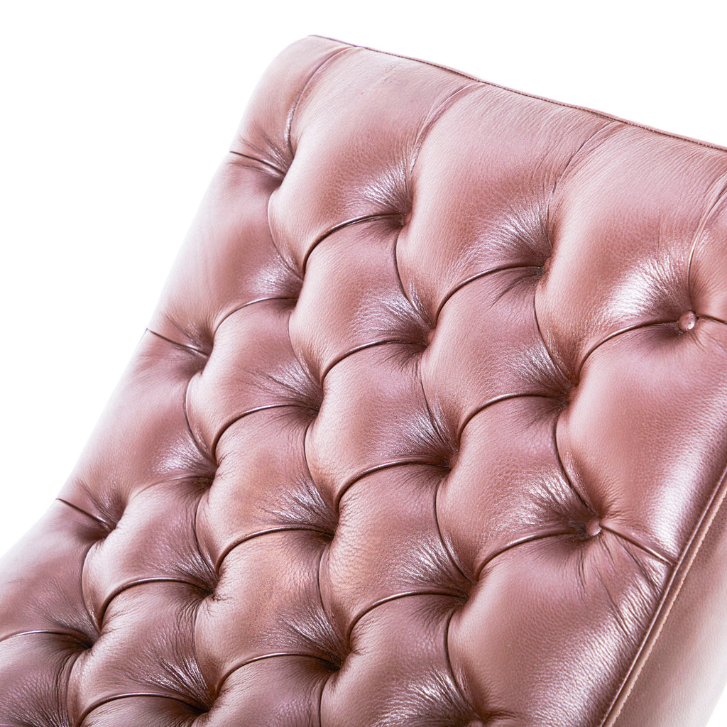 Brown Tufted Leather Chaise