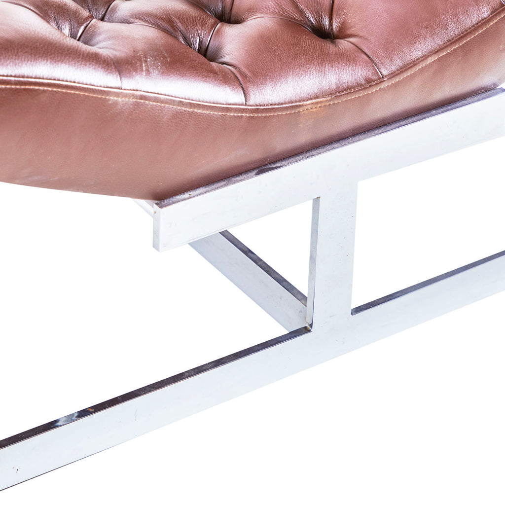 Brown Tufted Leather Chaise