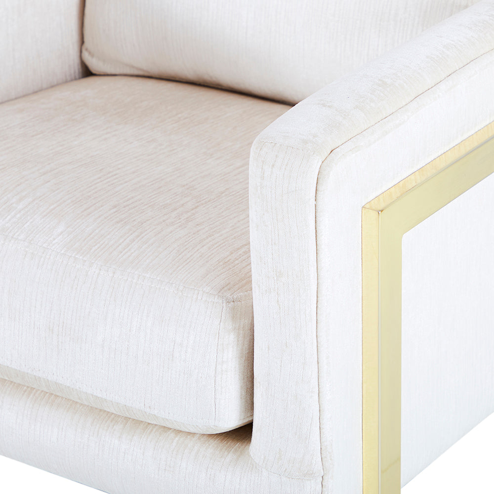 Modern Gold And Off-White Arm Chair