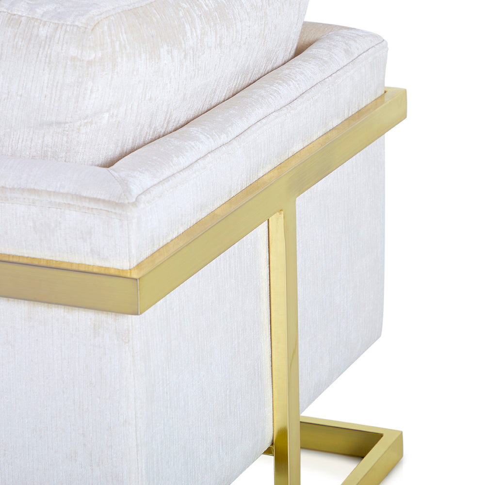 Modern Gold And Off-White Arm Chair