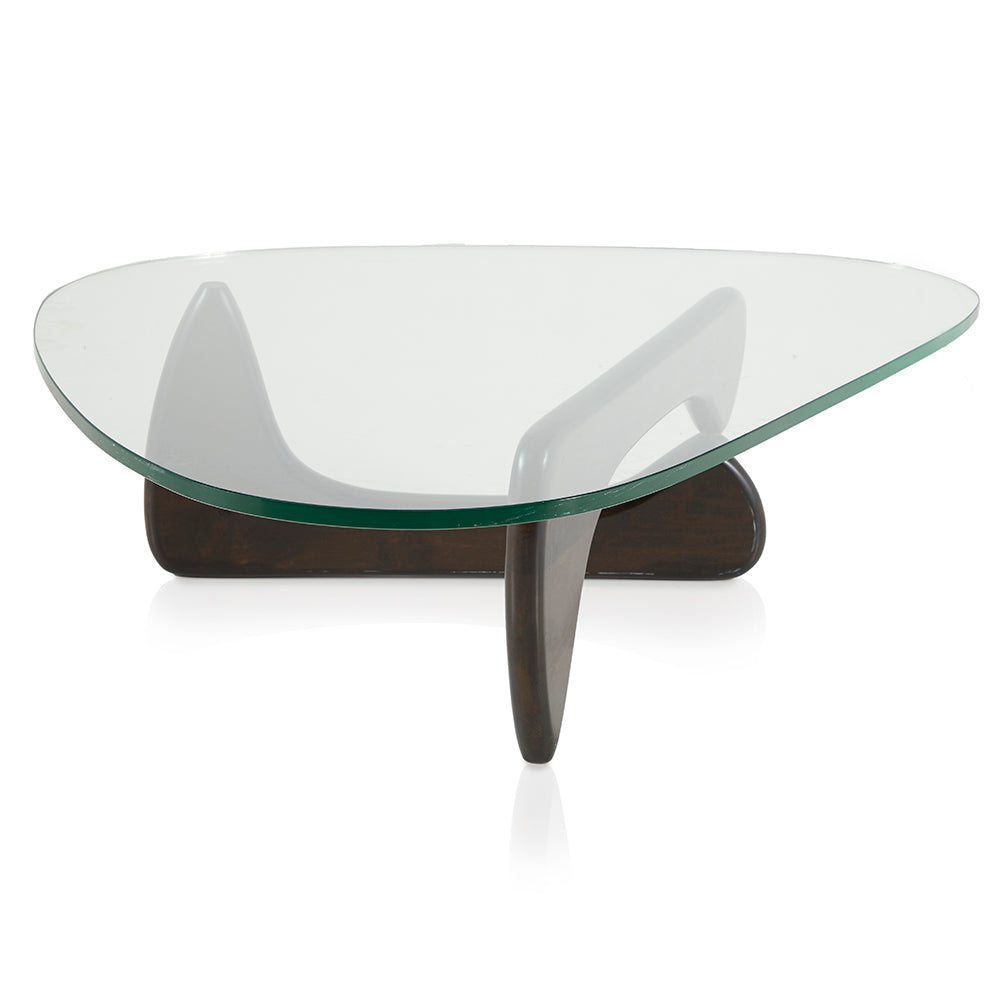 Noguchi Style Glass Coffee Table - Walnut