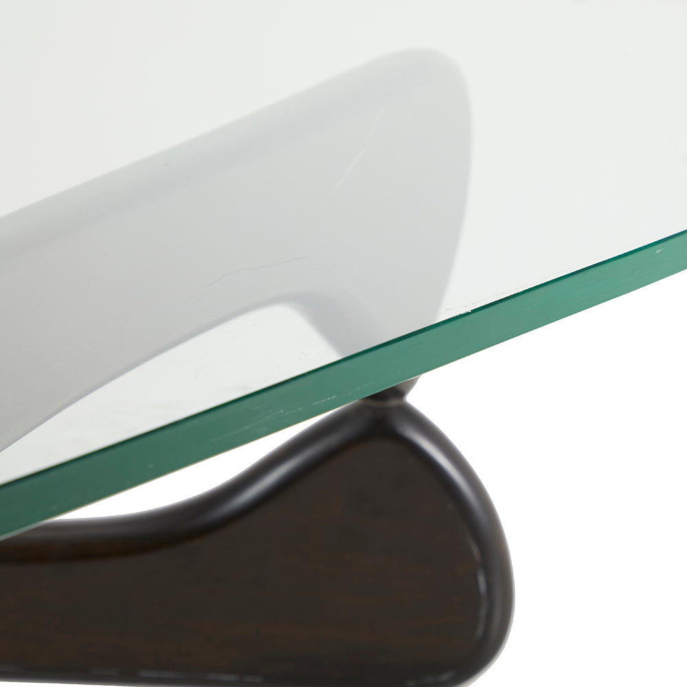 Noguchi Style Glass Coffee Table - Walnut