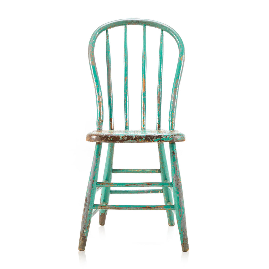 Turquoise Chipped Rustic Wood Windsor Chair