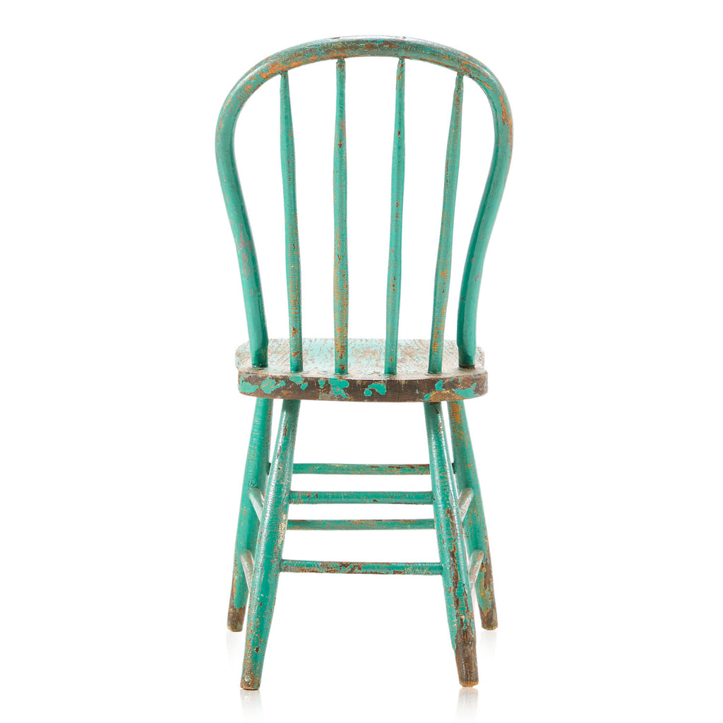 Turquoise Chipped Rustic Wood Windsor Chair