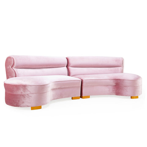 Lavender Velvet 2 Piece Sectional Sofa