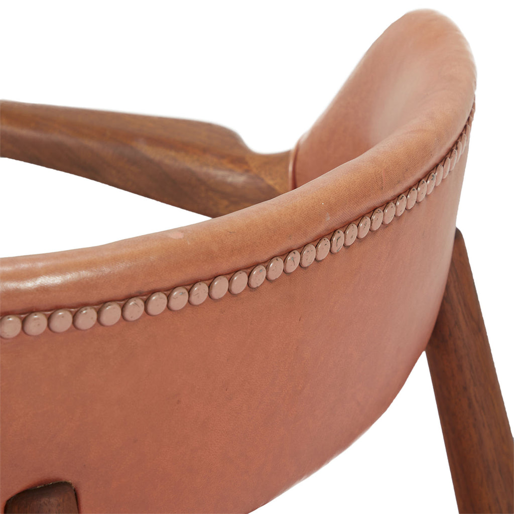 Tan Leather and Wood Vintage Office Chair