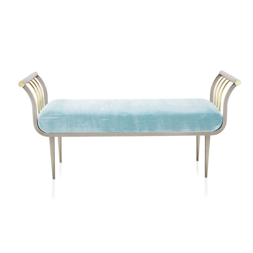 Blue Velvet and Gold Bench