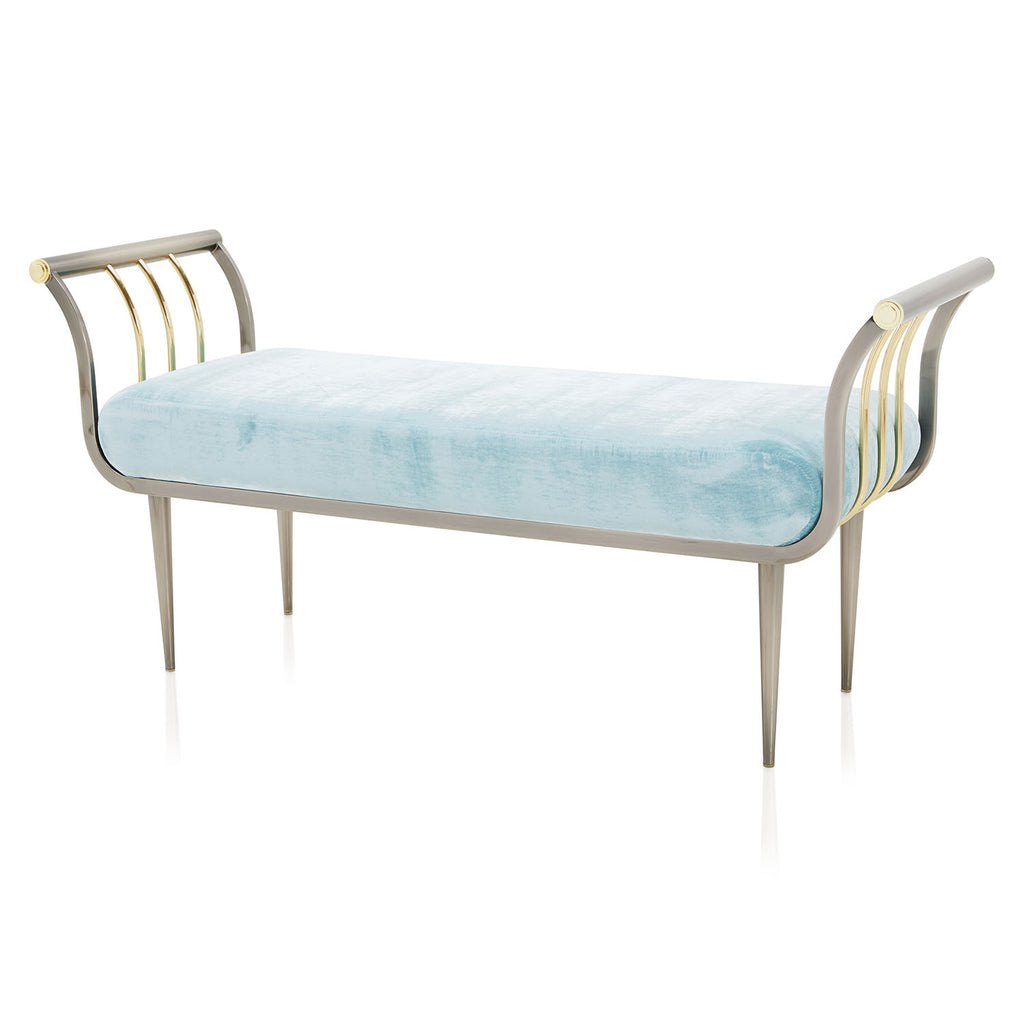 Blue Velvet and Gold Bench