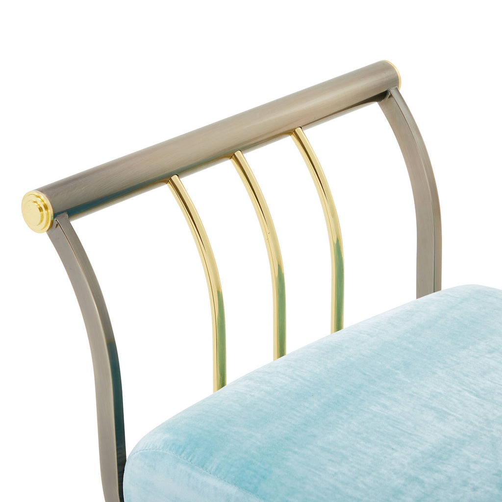 Blue Velvet and Gold Bench
