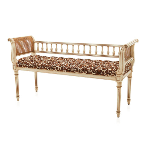 Giraffe Print Tufted Seat Bench