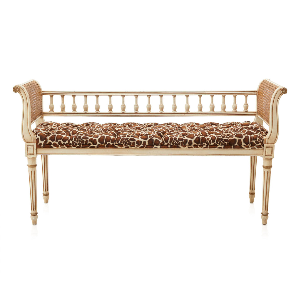 Giraffe Print Tufted Seat Bench