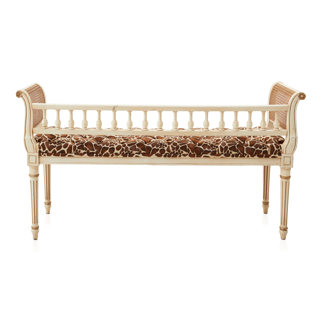 Giraffe Print Tufted Seat Bench