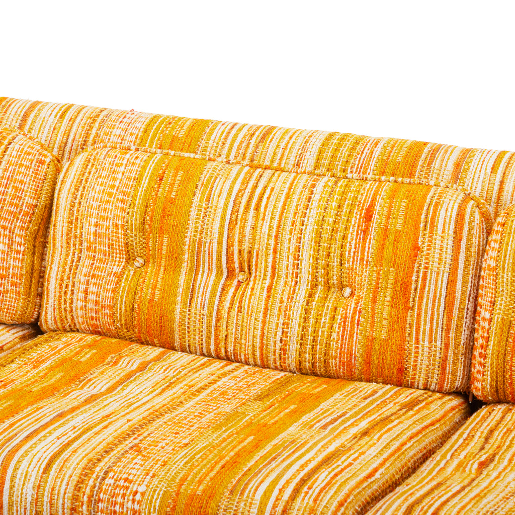Long 1970's Vintage Orange Striped Sofa