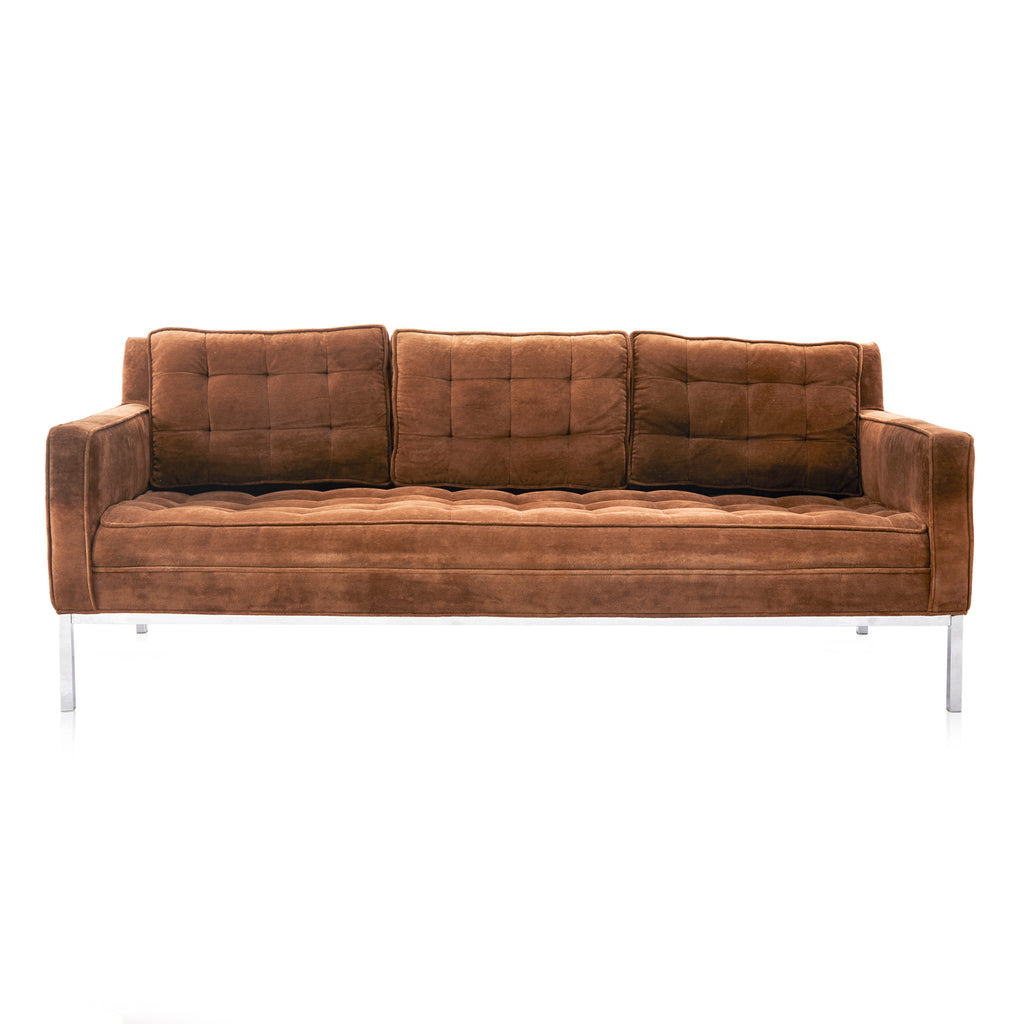 Brown Suede Modern Sofa