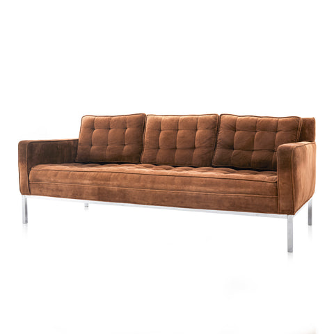 Brown Suede Modern Sofa