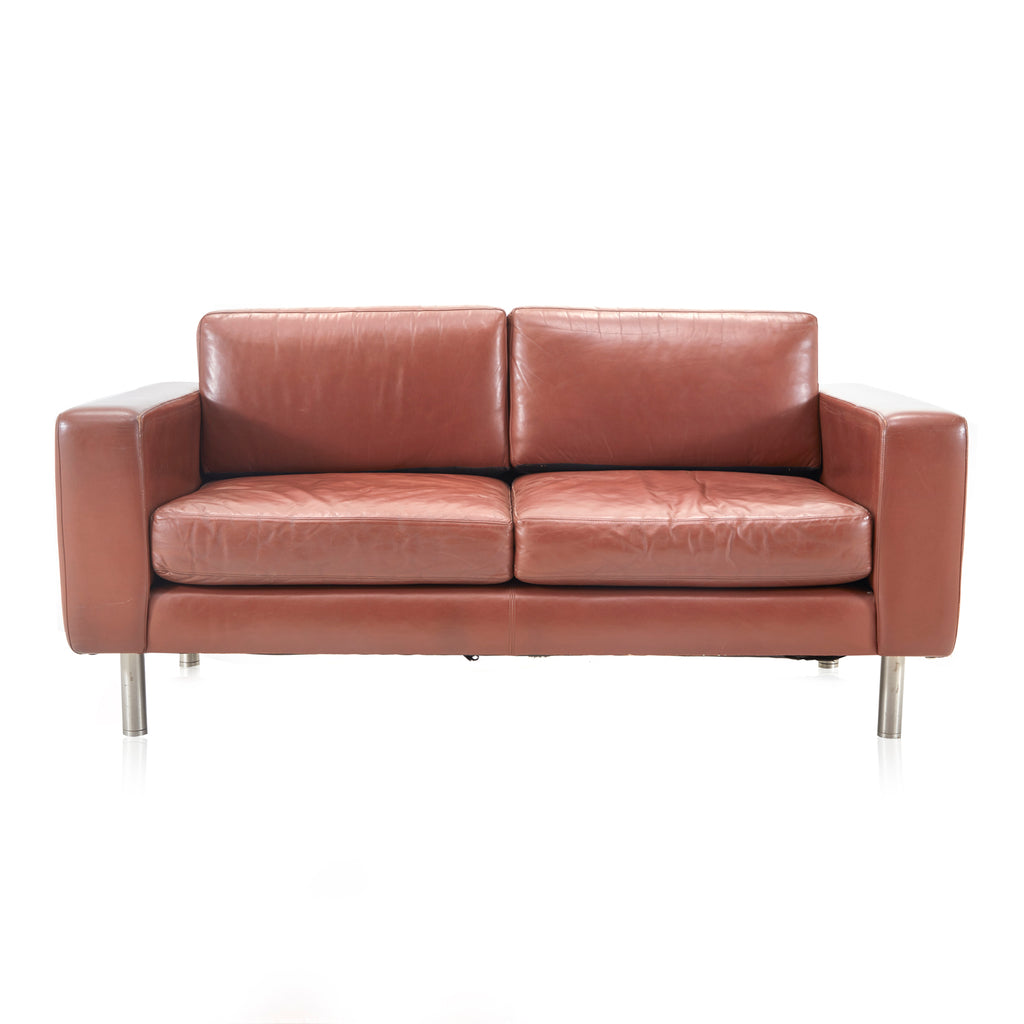 Vintage Brown Vinyl Two Seater Sofa