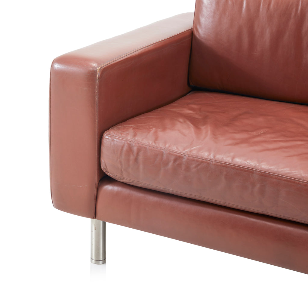 Vintage Brown Vinyl Two Seater Sofa