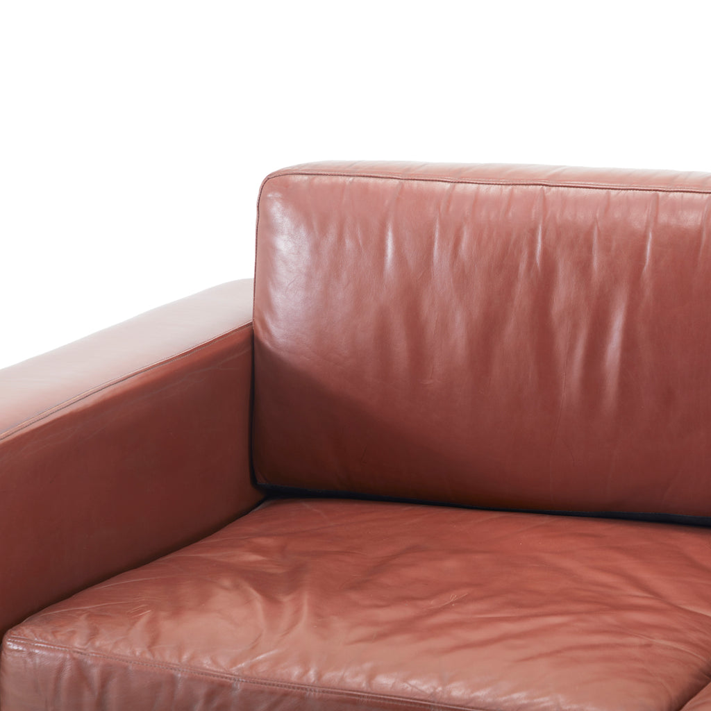 Vintage Brown Vinyl Two Seater Sofa