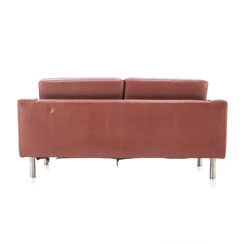 Vintage Brown Vinyl Two Seater Sofa