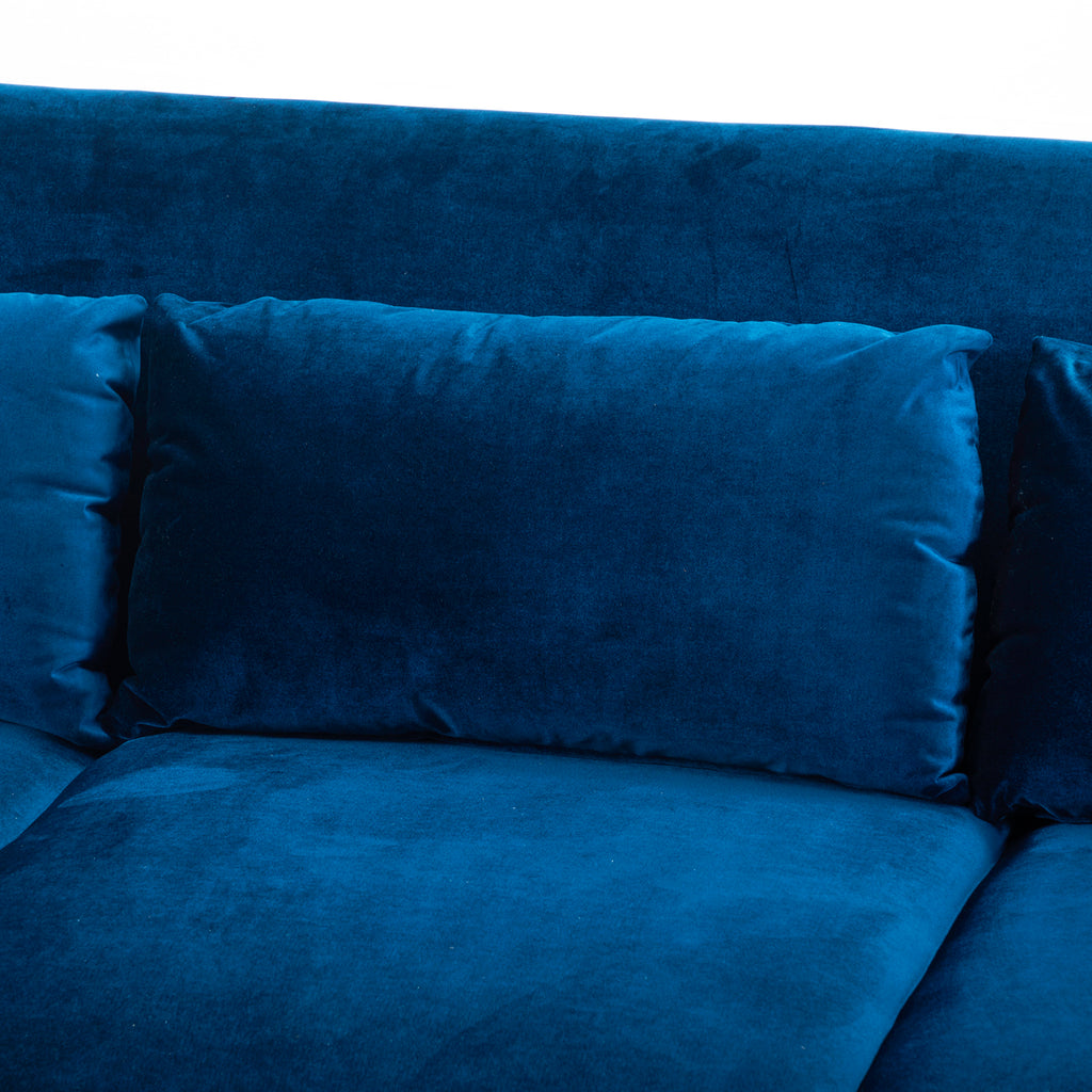 Contemporary Blue Velvet Sofa