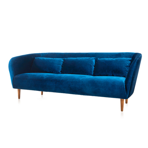 Contemporary Blue Velvet Sofa