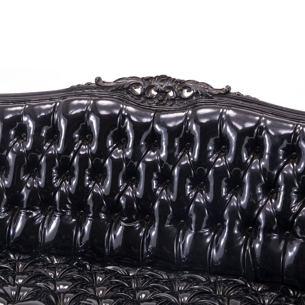 Black Tufted Patent Leather Sofa