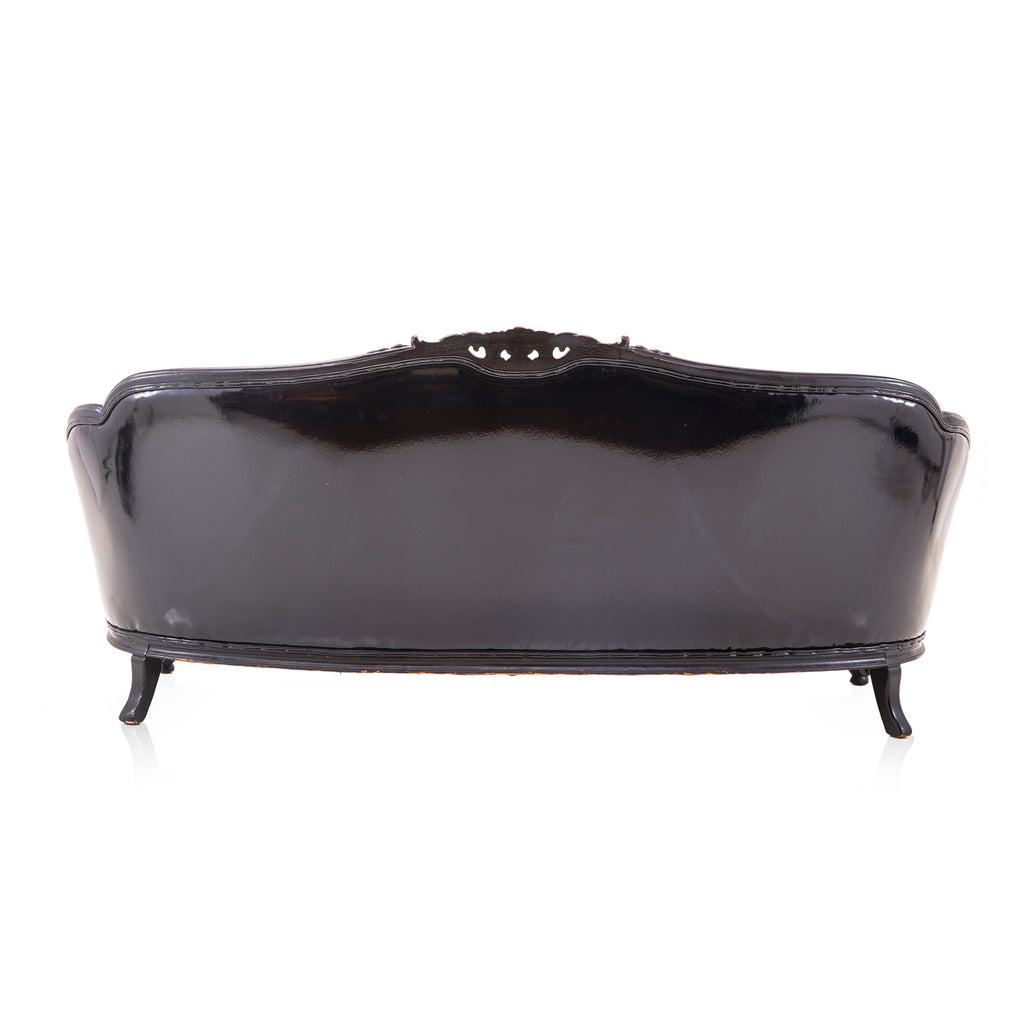 Black Tufted Patent Leather Sofa