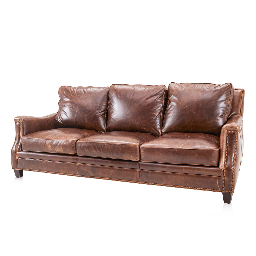 Rustic Brown Leather Couch