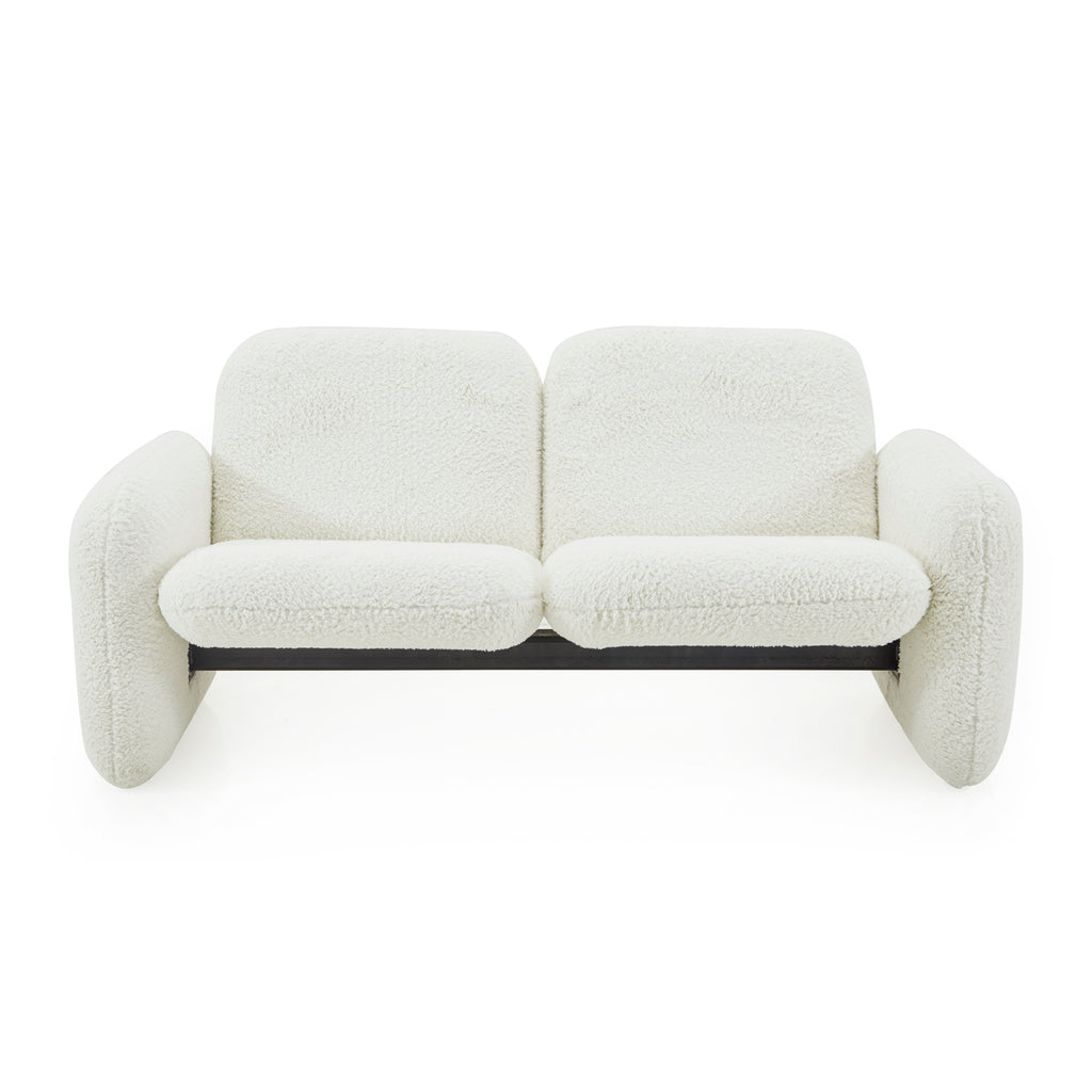 White Fur Chiclet Love Seat