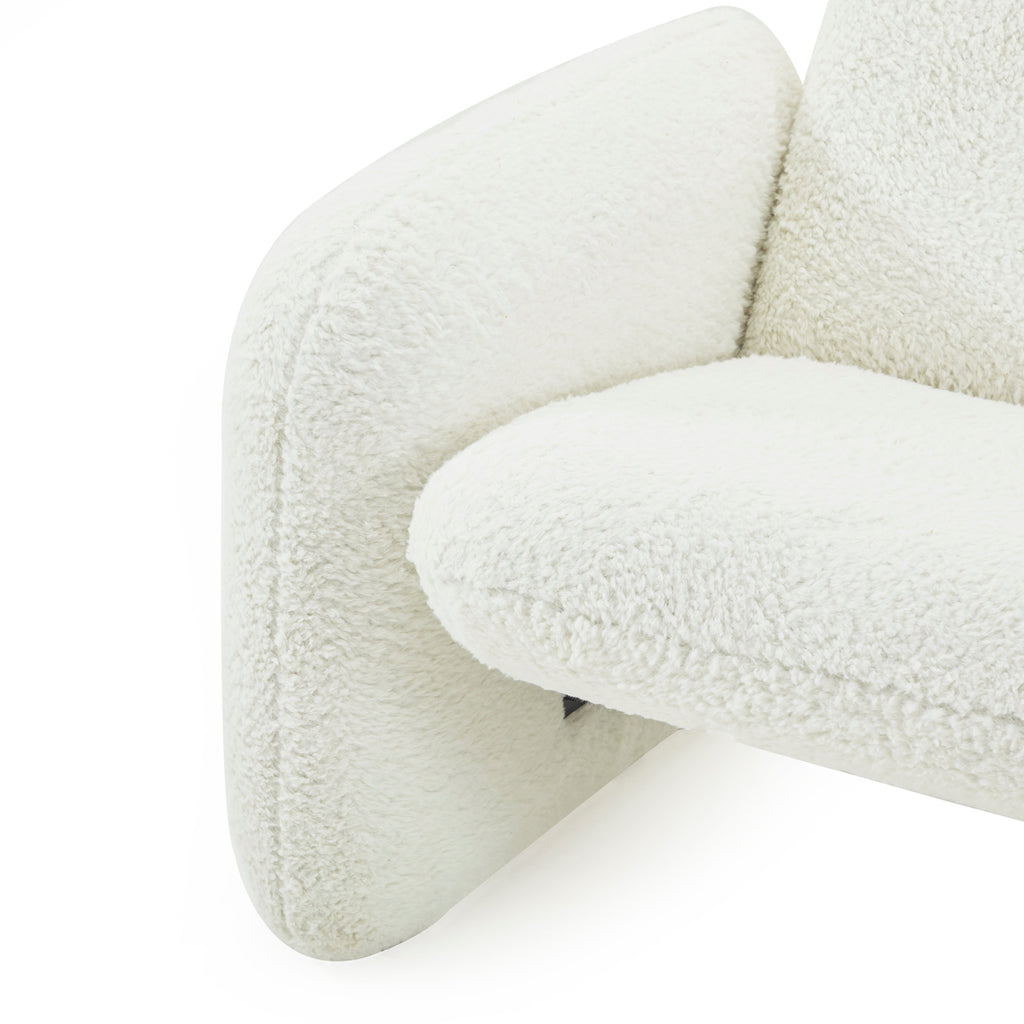 White Fur Chiclet Love Seat