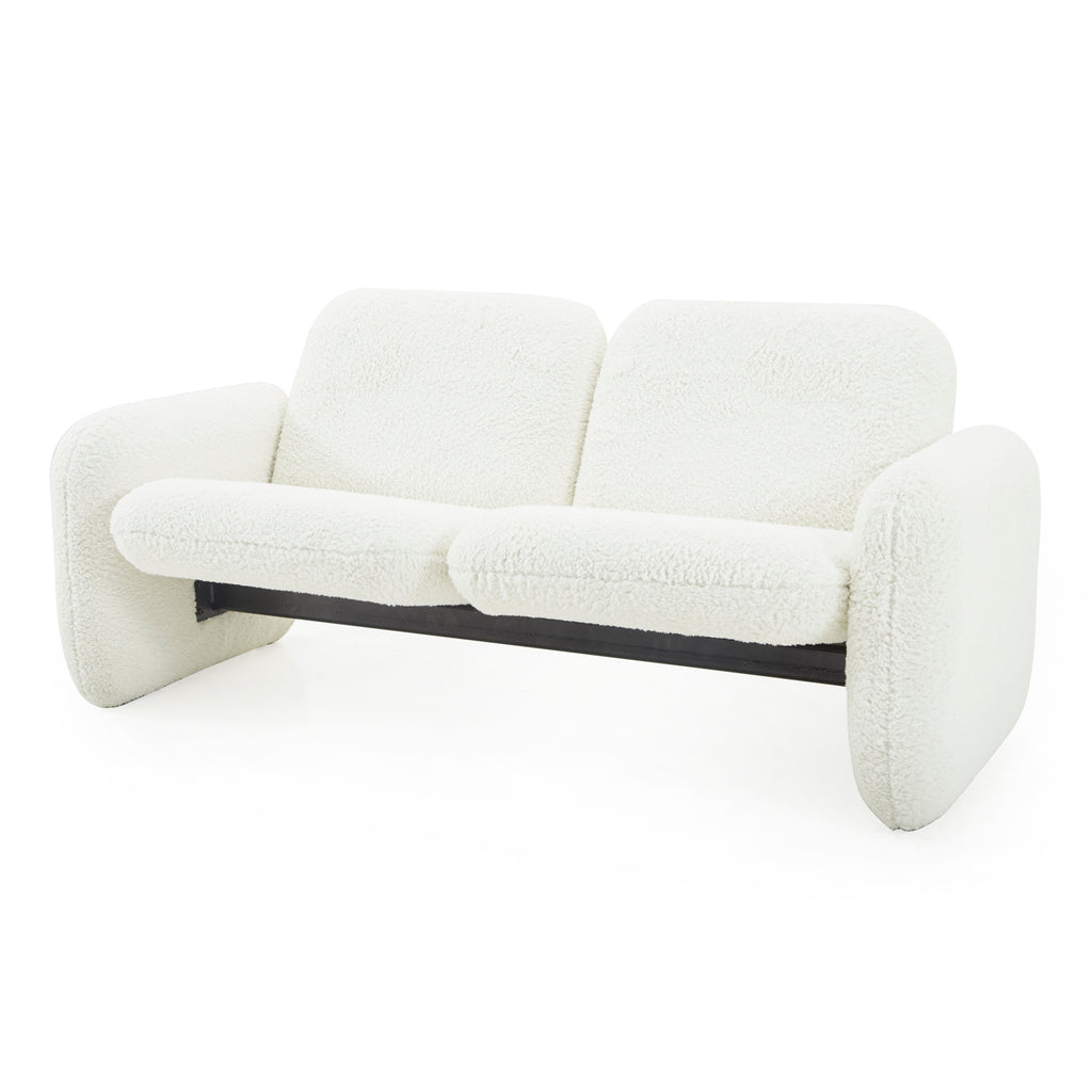 White Fur Chiclet Love Seat